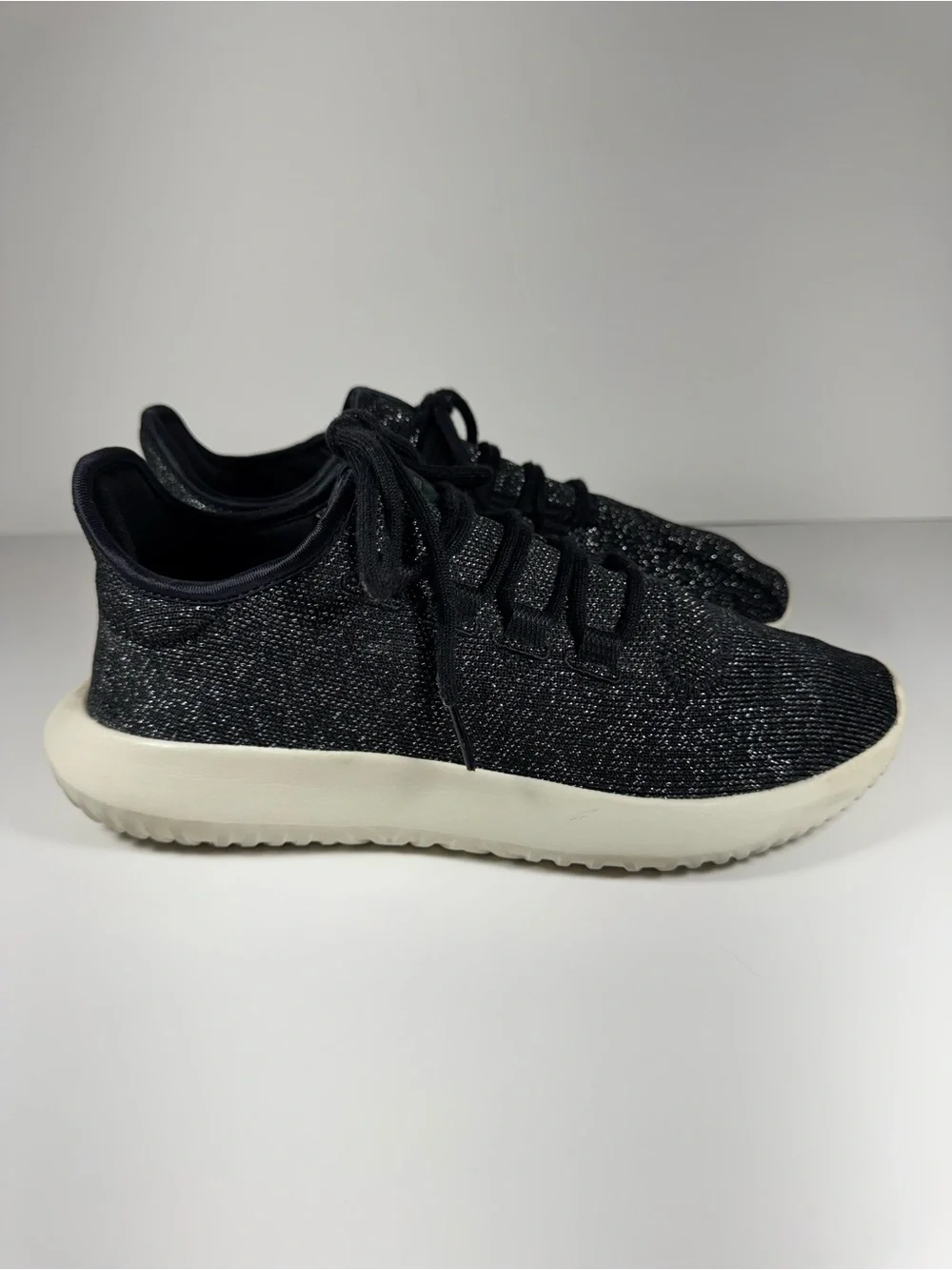 Adidas Tubular Shadow Black Glitter Knit Sneakers Women’s size 9 Athleisure Run